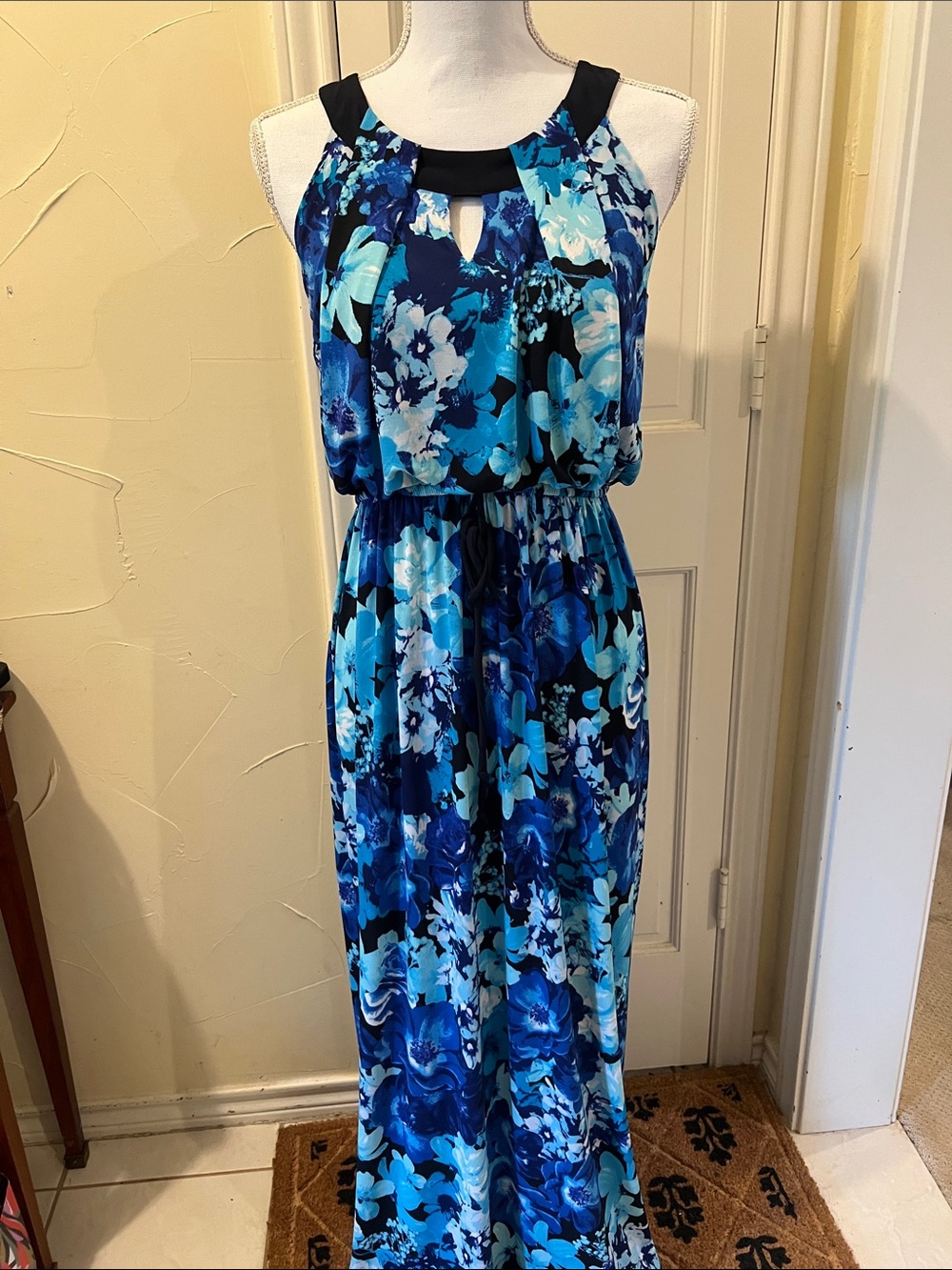 Enfocus Studio Blue Floral Halter-Style Maxi Dress